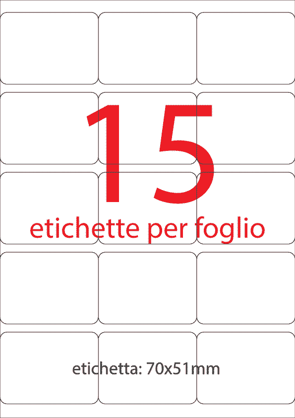 wereinaristea EtichetteAutoadesive, COPRENTE, 70x51(51x70mm) Carta BIANCO, adesivo PERMANENTE, angoli arrotondati, per ink-jet, laser e fotocopiatrici, su foglio A4 (210x297mm).