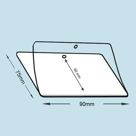 legatoria Pouches. bustine plastificanti. 75x90mm TRASPARENTE lucido, 175 micron per lato, saldate sul lato corto, angoli arrotondati, in polietilene, per cartoncini 60x84mm, plastificazione a caldo.