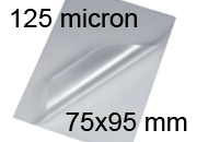 legatoria Pouches. bustine plastificanti. 75x95mm TRASPARENTE lucido, 125 micron per lato, saldate sul lato corto, angoli arrotondati, in polietilene, per cartoncini 69x89mm, plastificazione a caldo, 3740303.