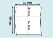 legatoria Pouches. bustine plastificanti. 82x90mm TRASPARENTE lucido, 175 micron per lato, saldate in mezzo, angoli arrotondati, in polietilene, per cartoncini 76x46mm e 76x30, plastificazione a caldo.