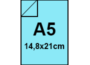 carta Cartoncino Prisma Bi-marcato Favini PLASTIFICATO Azzurro, formato A5 (14,8x21cm), 250grammi x mq.