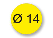 wereinaristea Bollini autoadesivi, GIALLO, diametro mm 14 in foglietti formato 130x165mm, 63 etichette per foglio bra1708