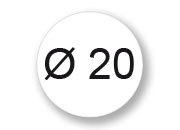 wereinaristea EtichetteAutoadesive diametro20mm, COPRENTE BIANCO lucido, adesivo PERMANENTE, per laser e fotocopiatrici, su foglio A4 (210x297mm) sog220JWGCR300