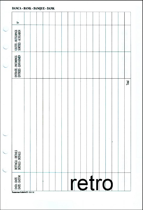 gbc Ricambio per Organizer: BANCA-CASSA Ricambio perforato a 6 buchi. Formato A5 (145x210). 30 fogli, 60 facciate.
