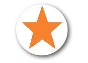 wereinaristea Bollini autoadesivi, Arancione, diametro mm 27, con stella a 5 punte in foglietti formato 130x165mm, 20 etichette per foglio.