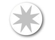 wereinaristea Bollini autoadesivi, Grigio, diametro mm 36, con stella a 8 punte in foglietti formato 130x165mm, 12 etichette per foglio.