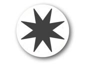 wereinaristea Bollini autoadesivi, Nero, diametro mm 36, con stella a 8 punte in foglietti formato 130x165mm, 12 etichette per foglio.