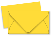 carta 10 buste + 10 biglietti in carta Favini Burano, GIALLO SOLARE 53 Biglietto: 56x96mm 200gr/mq, Busta: 60x100mm 90gr/mq.