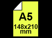 carta Carta Fluorescente Giallo09, a5, 90gr Formato a5 (14,8x21cm), 90grammi x mq, 1 lato colorato rifrattivo al buio, 1 lato bianco, cartiera Guyenne Papiers, Made in FRANCE.