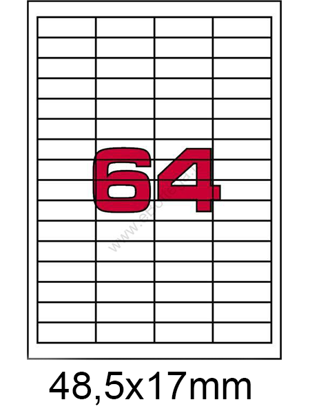 wereinaristea EtichetteAutoadesive, 48,5x17(17x48,5mm) Carta BIANCO, adesivo Permanente, angoli a spigolo, per ink-jet, laser e fotocopiatrici, su foglio A4 (210x297mm).