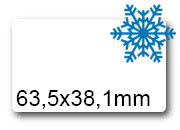 wereinaristea Etichette BASSE TEMPERATURE, COPRENTE, 63.5x38.1mm BIANCO (38,1x63,5mm) adesivo PERMANENTE, angoli arrotondati, per ink-jet, laser e fotocopiatrici, bordino di sicurezza, temperatura di applicazione fino a -5C e temperatura desercizio fino a -40C, su foglio A4 (210x297mm) plaPL115720