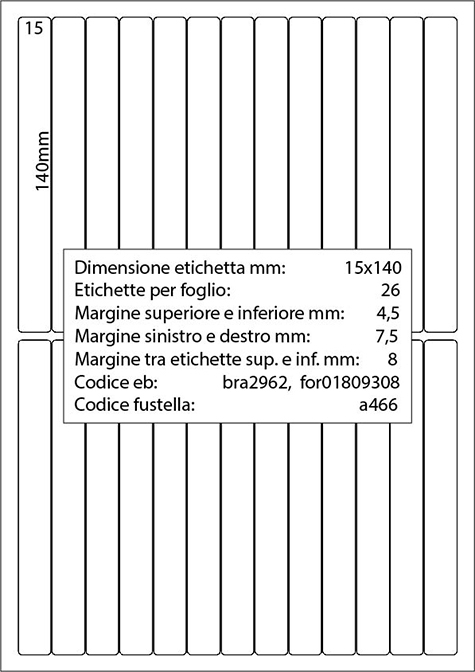 wereinaristea EtichetteAutoadesive 15x140mm(140x15) CartaARANCIONE Angoli arrotondati, 26 etichette su foglio A4 (210x297mm), adesivo permanente, per ink-jet, laser e fotocopiatrici.