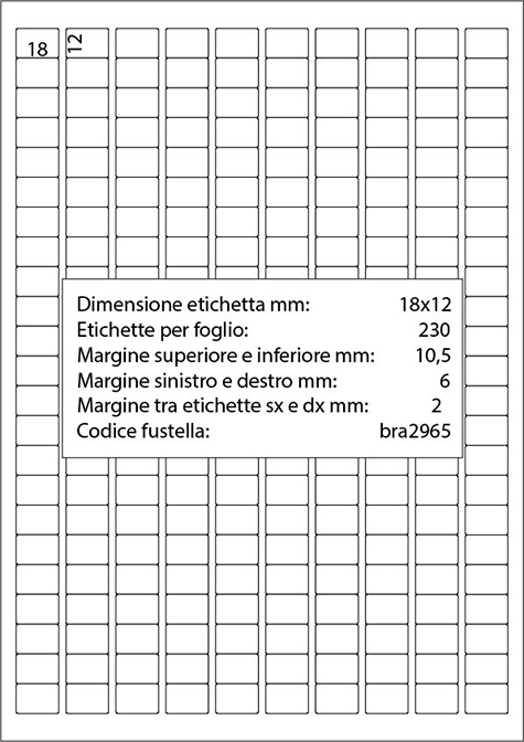 wereinaristea EtichetteAutoadesive, 18x12mm(12x18) CartaBIANCA Adesivo Permanente, angoli arrotondati, per ink-jet, laser e fotocopiatrici, su foglio A4 (210x297mm).