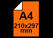 carta Carta Fluorescente ARANCIO A4, 90gr Formato A4 (21x29,7cm), 90grammi x mq, 1 lato colorato, 1 lato bianco bra357