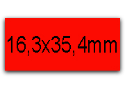 wereinaristea EtichetteAutoadesive 16,3x35,4mm(35,4x16,3) CartaROSSA (35,4x16,3mm), angoli spigolo, 96 etichette su foglio A4 (210x297mm), adesivo permanente, per ink-jet, laser e fotocopiatrici BRA1060ro