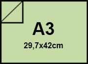 carta CartoncinoPlastificato SirioFedrigoni, Verdino1, 320gr, a3 Formato a3 (29,7x42cm), 320 grammi x mq (290cartoncino+30plastificazione) bra1308a3