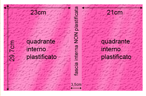 legatoria Cartoncino Prisma Plastificato Favini, CICLAMINO Con riserva non plastificata per adesione, formato A3L (29,7x51cm), 250grammi x mq (Cartoncino 220gr + plastificazione 30gr).