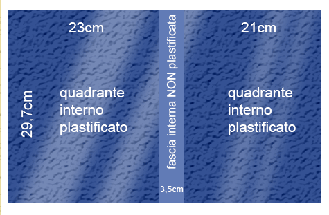 legatoria Cartoncino Prisma Plastificato Favini, COBALTO Con riserva non plastificata per adesione, formato A3L (29,7x51cm), 250grammi x mq (Cartoncino 220gr + plastificazione 30gr).