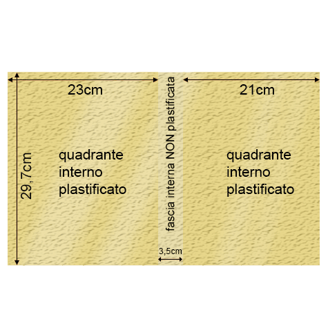 legatoria Cartoncino Prisma Plastificato Favini, CAMOSCIO Con riserva non plastificata per adesione, formato A3L (29,7x51cm), 250grammi x mq (Cartoncino 220gr + plastificazione 30gr).
