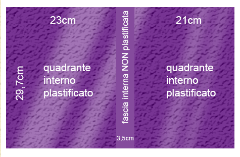 legatoria Cartoncino Prisma Plastificato Favini, VIOLA Con riserva non plastificata per adesione, formato A3L (29,7x51cm), 250grammi x mq (Cartoncino 220gr + plastificazione 30gr).