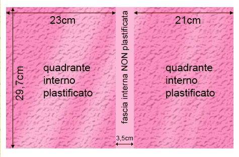 legatoria Cartoncino Prisma Plastificato Favini, ROSA Con riserva non plastificata per adesione, formato A3L (29,7x51cm), 250grammi x mq (Cartoncino 220gr + plastificazione 30gr).