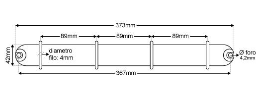 legatoria Meccanismo rotondo 4anelli, contiene 20mm A PIASTRA. Lunghezza totale del meccanismo 373mm, interasse degli anelli 89mm, capacit degli anelli 20mm, diametro dei fori 4,2mm, larghezza della base 42mm, larghezza totale 42mm, altezza totale 40mm, Diametro filo 4mm.