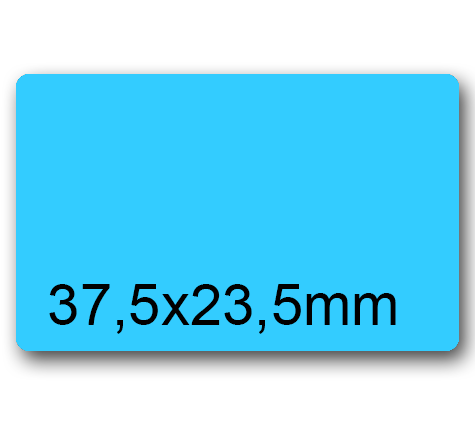 wereinaristea EtichetteAutoadesive, 37,5x23,5(23,5x37,5mm) CartaAZZURRA AZZURRO, adesivo Permanente, angoli arrotondati, per ink-jet, laser e fotocopiatrici, su foglio A4 (210x297mm).