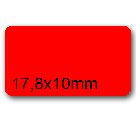 wereinaristea EtichetteAutoadesive 17,8x10mm(10x17,8) CartaROSSA Angoli arrotondati, 270 etichette su foglio A4 (210x297mm), adesivo permanente, per ink-jet, laser e fotocopiatrici .