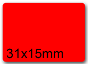 wereinaristea EtichetteAutoadesive, 31x15(15x31mm) CartaROSSA Adesivo Permanente, angoli arrotondati, per ink-jet, laser e fotocopiatrici, su foglio A4 (210x297mm).