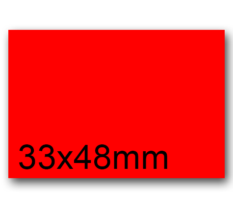 wereinaristea EtichetteAutoadesive, 33x48mm(48x33) CartaROSSA Adesivo Permanente, angoli a spigolo, per ink-jet, laser e fotocopiatrici, su foglio A4 (210x297mm).
