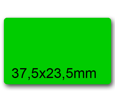 wereinaristea EtichetteAutoadesive, 37,5x23,5(23,5x37,5mm) CartaVERDE VERDE, adesivo Permanente, angoli arrotondati, per ink-jet, laser e fotocopiatrici, su foglio A4 (210x297mm).