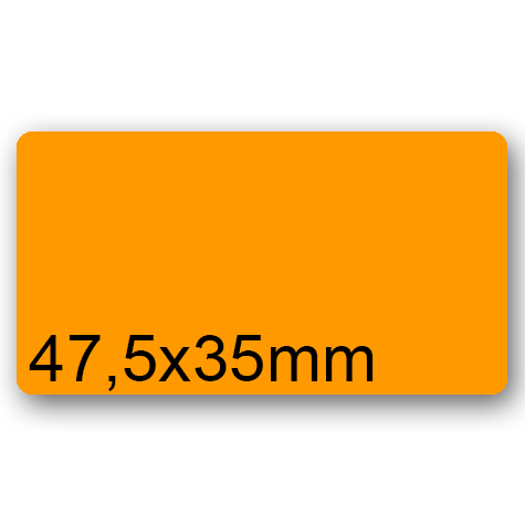 wereinaristea EtichetteAutoadesive, 47,5x35(35x47,5mm) Carta ARANCIONE, adesivo Permanente, angoli arrotondati, per ink-jet, laser e fotocopiatrici, su foglio A4 (210x297mm).