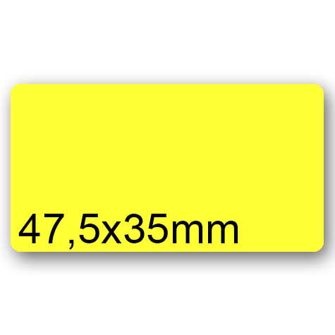 wereinaristea EtichetteAutoadesive, 47,5x35(35x47,5mm) Carta GIALLO, adesivo Permanente, angoli arrotondati, per ink-jet, laser e fotocopiatrici, su foglio A4 (210x297mm).