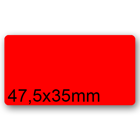 wereinaristea EtichetteAutoadesive, 47,5x35(35x47,5mm) Carta ROSSO, adesivo Permanente, angoli arrotondati, per ink-jet, laser e fotocopiatrici, su foglio A4 (210x297mm).