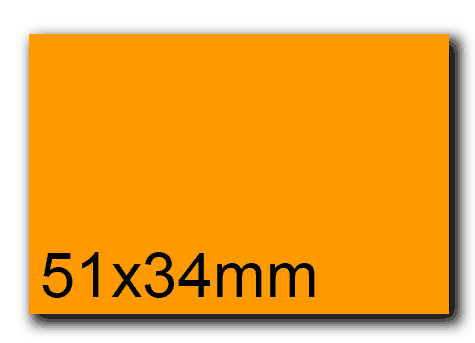 wereinaristea EtichetteAutoadesive, 51x34(34x51mm) Carta ARANCIONE, adesivo Permanente, angoli a spigolo, per ink-jet, laser e fotocopiatrici, su foglio A4 (210x297mm).