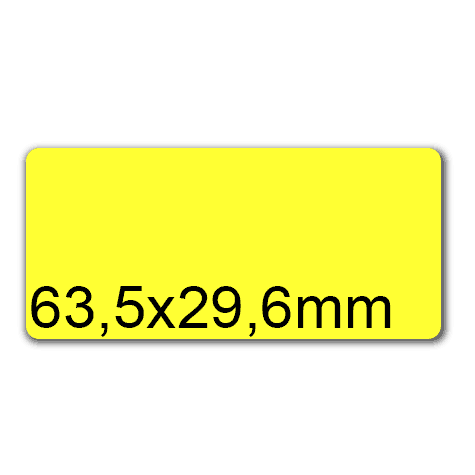 wereinaristea EtichetteAutoadesive, 63,5x29,6(29,6x63,5mm) Carta GIALLO, adesivo Permanente, angoli arrotondati, per ink-jet, laser e fotocopiatrici, su foglio A4 (210x297mm).