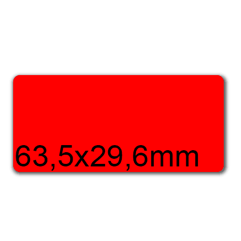 wereinaristea EtichetteAutoadesive, 63,5x29,6(29,6x63,5mm) Carta ROSSO, adesivo Permanente, angoli arrotondati, per ink-jet, laser e fotocopiatrici, su foglio A4 (210x297mm).