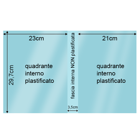 legatoria Cartoncino Sirio Plastificato Fedrigoni, AZZURRO CHIARO Con riserva non plastificata per adesione, formato A3L (29,7x51cm), 320grammi x mq (Cartoncino 290gr + plastificazione 30gr).