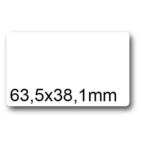 wereinaristea EtichetteAutoadesive, 63,5x38,1(38,1x63,5mm) Carta BIANCO, adesivo Permanente, angoli arrotondati, per ink-jet, laser e fotocopiatrici, su foglio A4 (210x297mm).