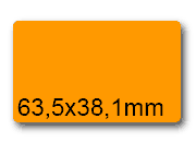 wereinaristea EtichetteAutoadesive, 63,5x38,1(38,1x63,5mm) Carta ARANCIONE, adesivo Permanente, angoli arrotondati, per ink-jet, laser e fotocopiatrici, su foglio A4 (210x297mm).