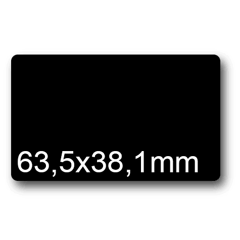 wereinaristea EtichetteAutoadesive, 63,5x38,1(38,1x63,5mm) Carta NERO, adesivo Permanente, angoli arrotondati, per ink-jet, laser e fotocopiatrici, su foglio A4 (210x297mm).