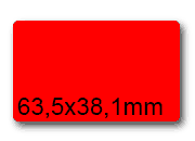 wereinaristea EtichetteAutoadesive, 63,5x38,1(38,1x63,5mm) Carta ROSSO, adesivo Permanente, angoli arrotondati, per ink-jet, laser e fotocopiatrici, su foglio A4 (210x297mm) bra3038RO