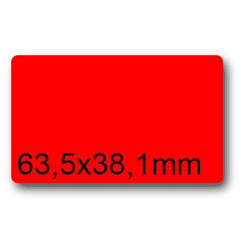 wereinaristea EtichetteAutoadesive, 63,5x38,1(38,1x63,5mm) Carta ROSSO, adesivo Permanente, angoli arrotondati, per ink-jet, laser e fotocopiatrici, su foglio A4 (210x297mm).