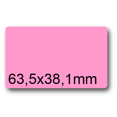 wereinaristea EtichetteAutoadesive, 63,5x38,1(38,1x63,5mm) Carta ROSA, adesivo Permanente, angoli arrotondati, per ink-jet, laser e fotocopiatrici, su foglio A4 (210x297mm).