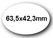 wereinaristea EtichetteAutoadesive OVALI, 63,5x42,3CartaBIANCA,mm(42,3x63,5mm) Carta, in carta, adesivo Permanente, per ink-jet, laser e fotocopiatrici, su foglio A4 (210x297mm) bra3039