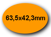 wereinaristea EtichetteAutoadesive OVALI, 63,5x42,3CartaARANCIONE,mm(42,3x63,5mm) Carta, BRA3039ar.