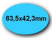 wereinaristea EtichetteAutoadesive OVALI, 63,5x42,3CartaAZURRO,mm(42,3x63,5mm) Carta, bra3039AZ.