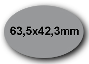 wereinaristea EtichetteAutoadesive OVALI, 63,5x42,3CartaGRIGIA,mm(42,3x63,5mm) Carta, BRA3039gr.