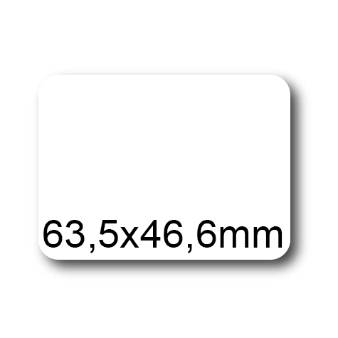 wereinaristea EtichetteAutoadesive, 63,5x46,6(46,6x63,5mm) Carta BIANCO, adesivo Permanente, angoli arrotondati, per ink-jet, laser e fotocopiatrici, su foglio A4 (210x297mm).