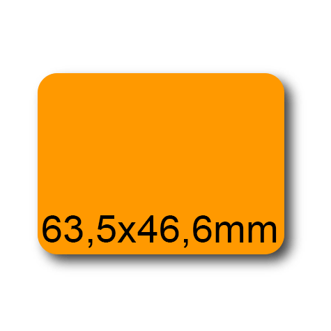 wereinaristea EtichetteAutoadesive, 63,5x46,6(46,6x63,5mm) Carta ARANCIONE, adesivo Permanente, angoli arrotondati, per ink-jet, laser e fotocopiatrici, su foglio A4 (210x297mm).